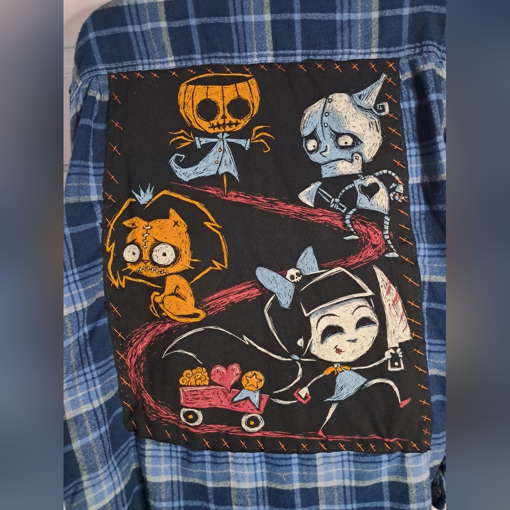 Custom RAGE Wizard Of Oz Horror Meme Flannel! OOAK Unique Fandom Wear! Unisex! - Picture 2 of 7